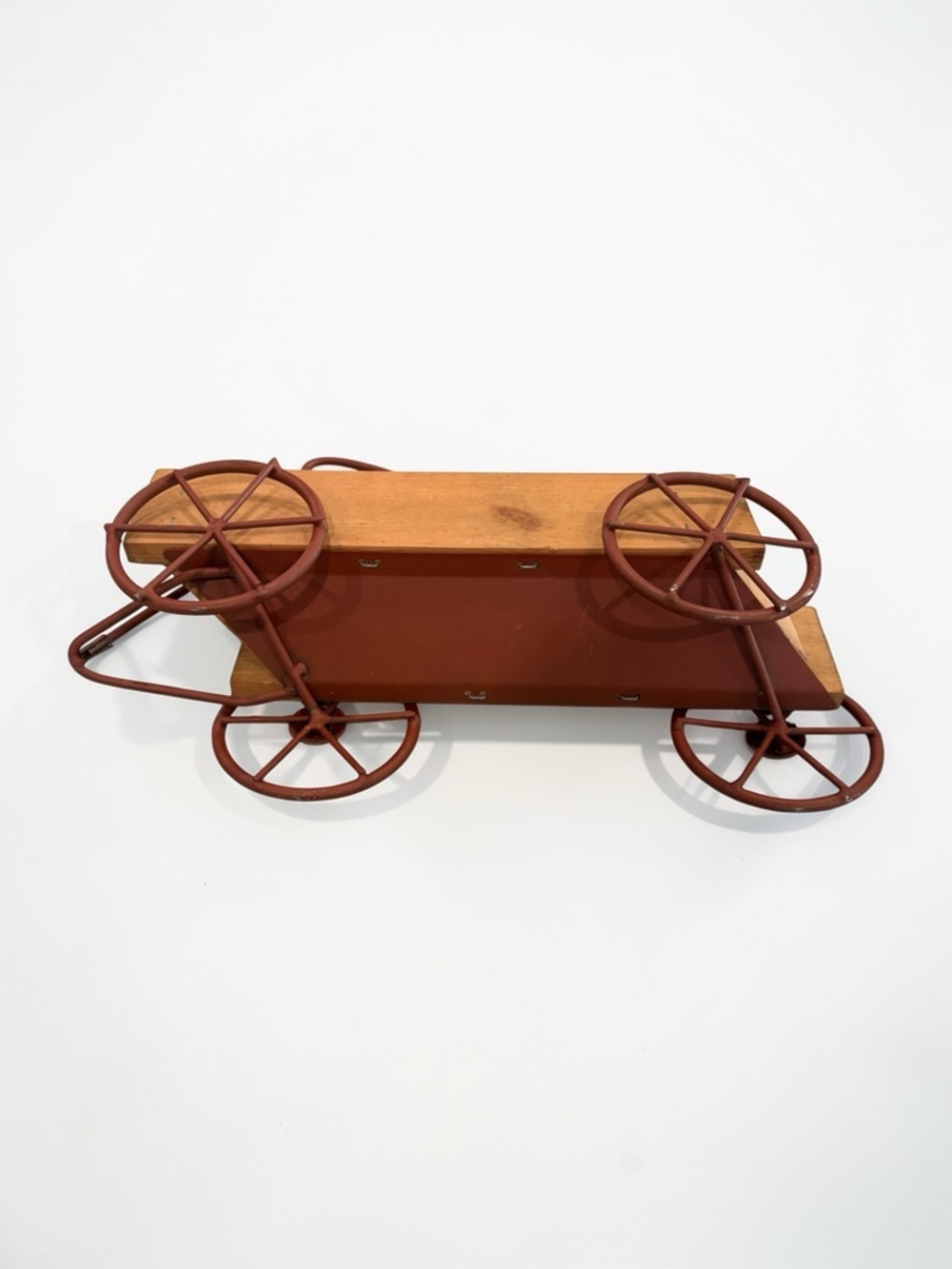 Vintage HOMCO Wood Wagon Wall Pocket Decor W/ Painted Heart Kitchen Mail Shelf - Picture 6 of 11